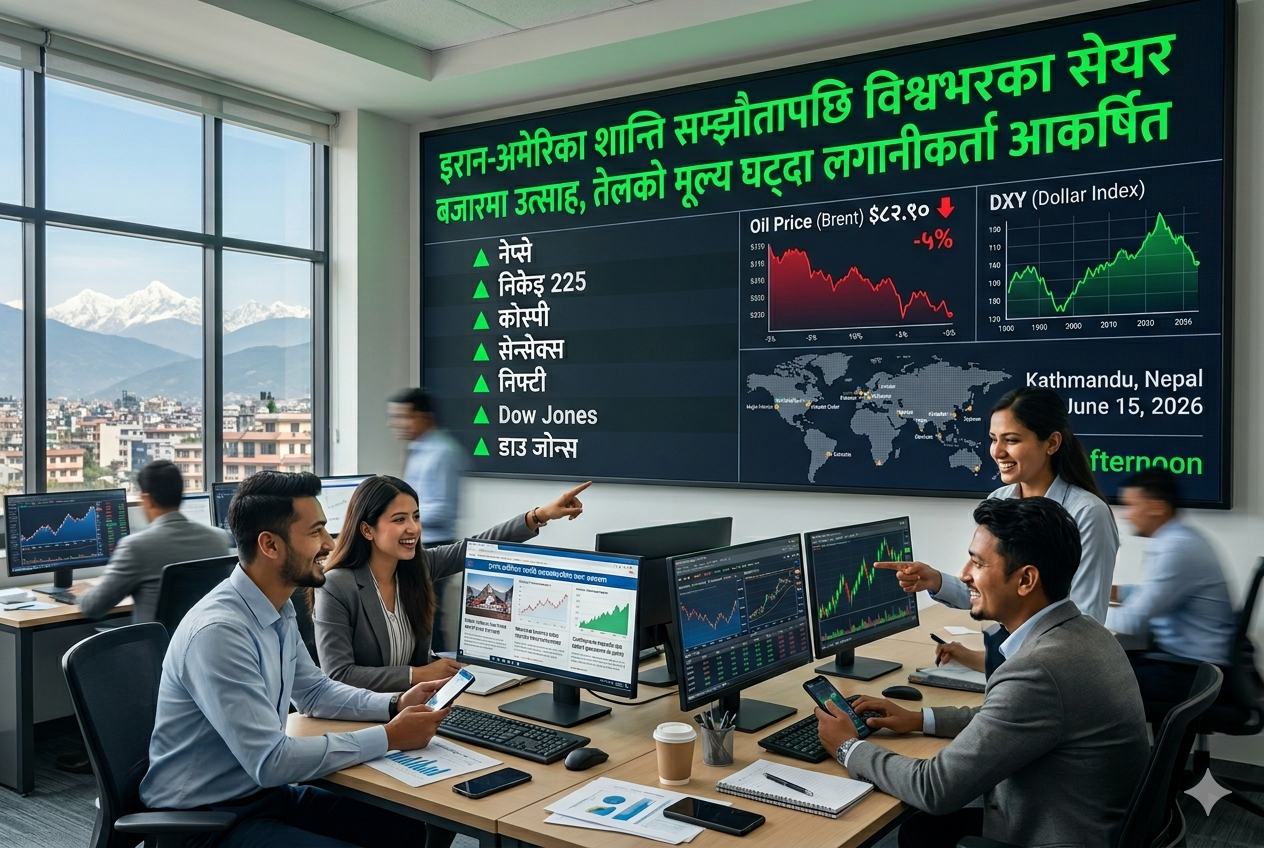 इरान-अमेरिका शान्ति सम्झौतापछि विश्वभरका सेयर बजारमा उत्साह, तेलको मूल्य घट्दा लगानीकर्ता आकर्षित
